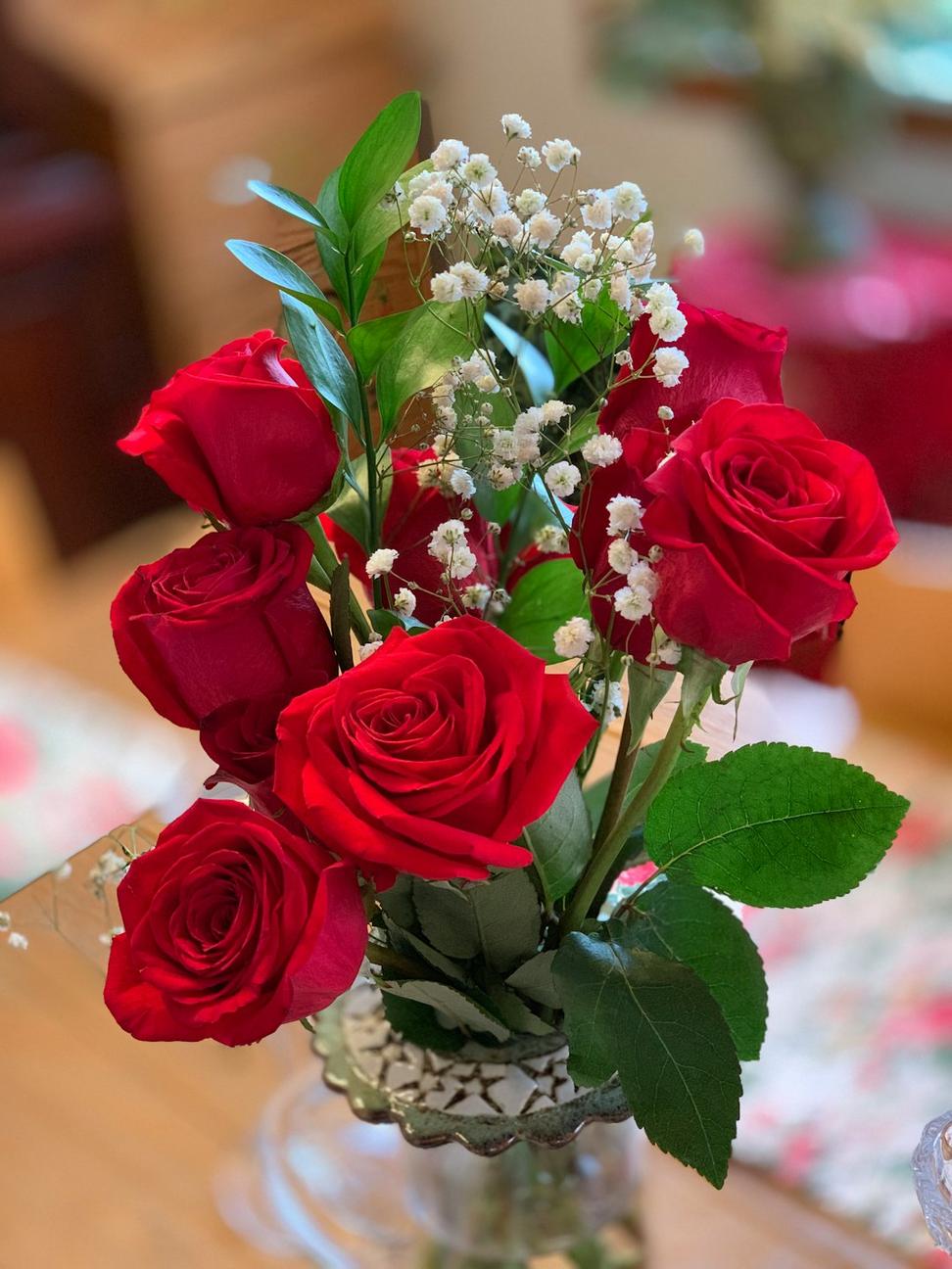 Romantic red roses bouquet